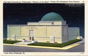 Postcard of Buhl Planetarium in Pittsburgh, PA.